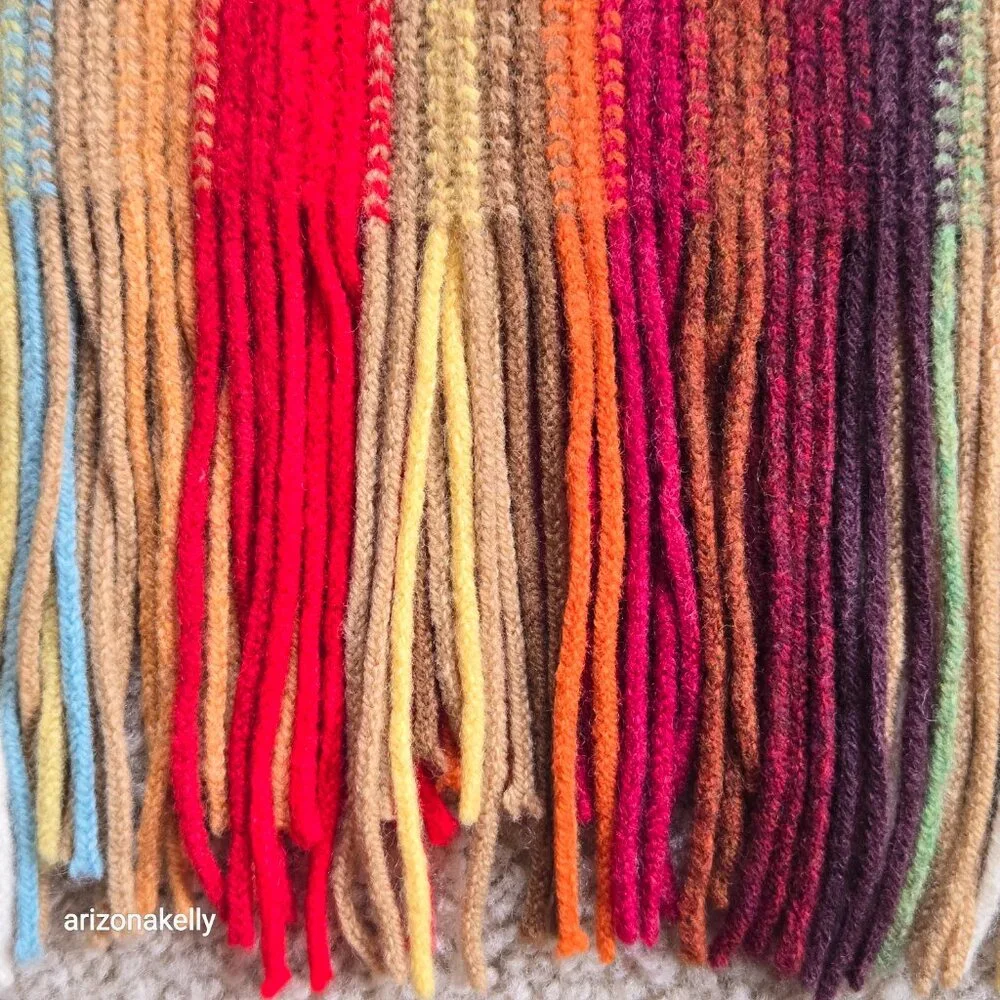 Wool Hand Knit Stripe Scarf William Brunton Scotland